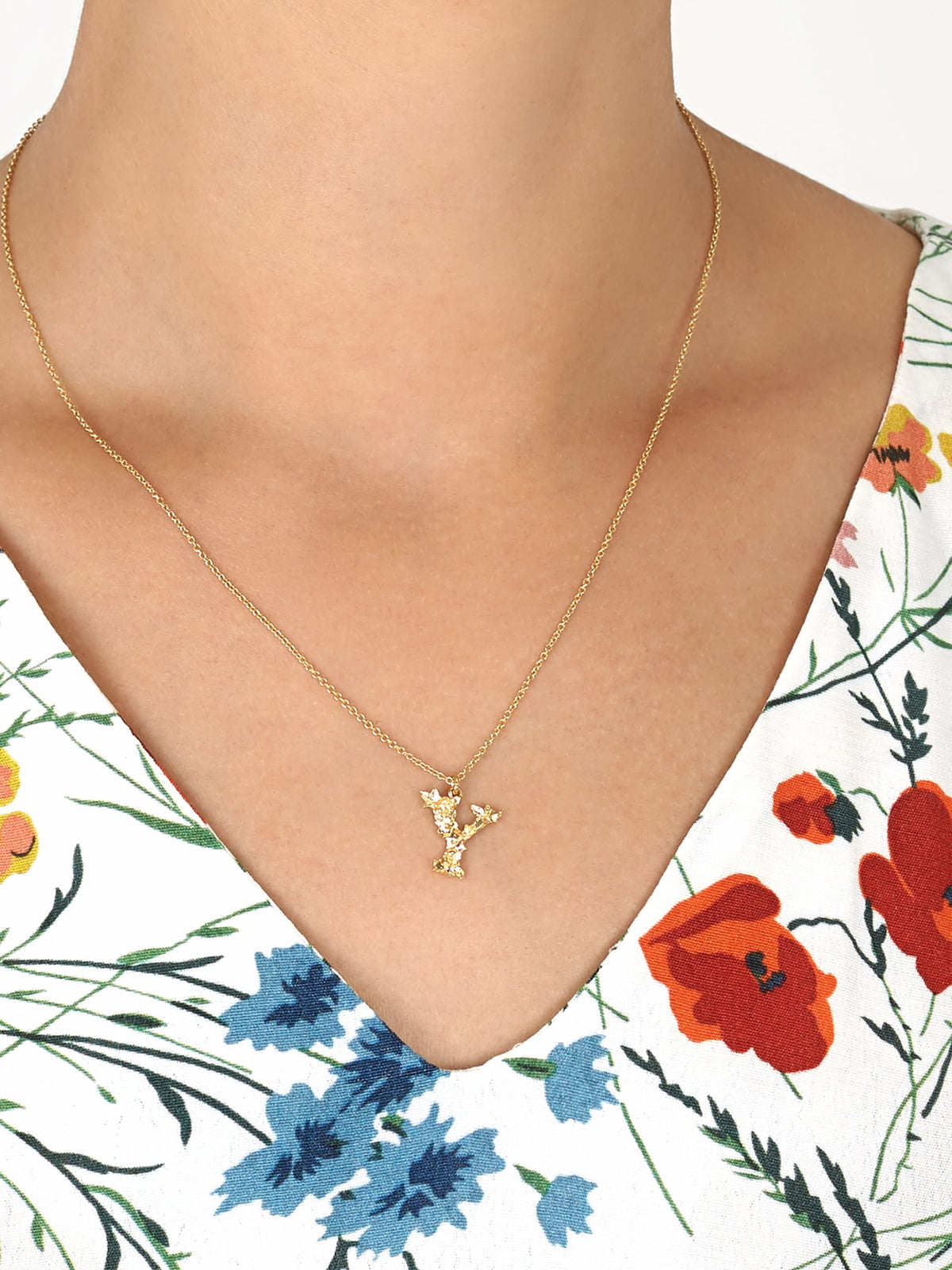 Floral Letter Y Necklace