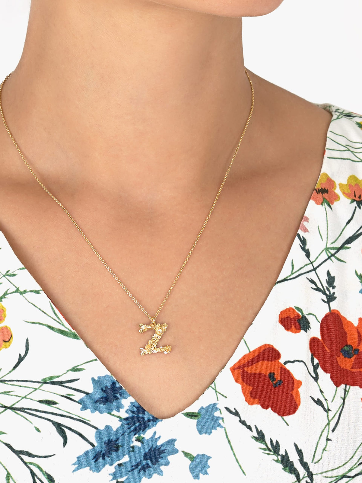 Floral Letter Z Necklace