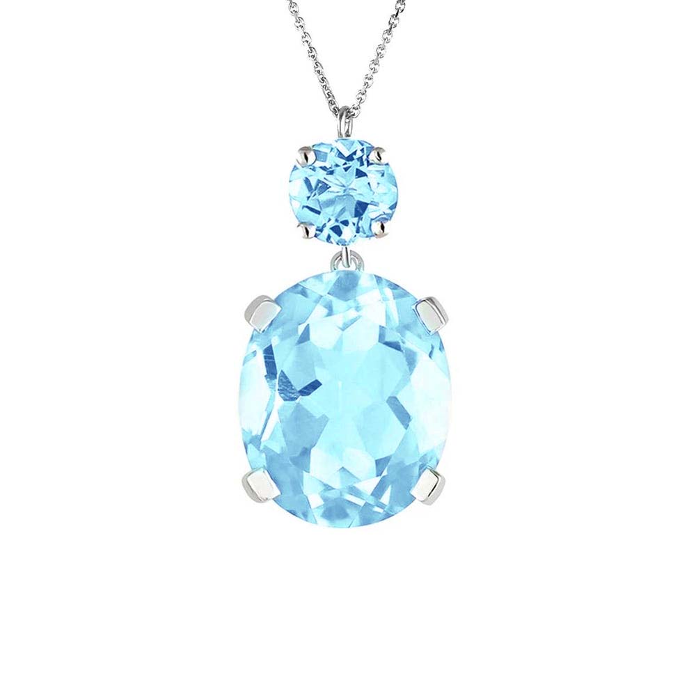 Sterling Silver or White Gold Sky Blue Topaz Drop Necklace