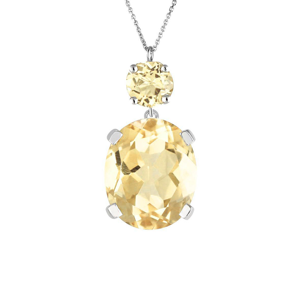 Sterling Silver or White Gold Citrine Drop Necklace
