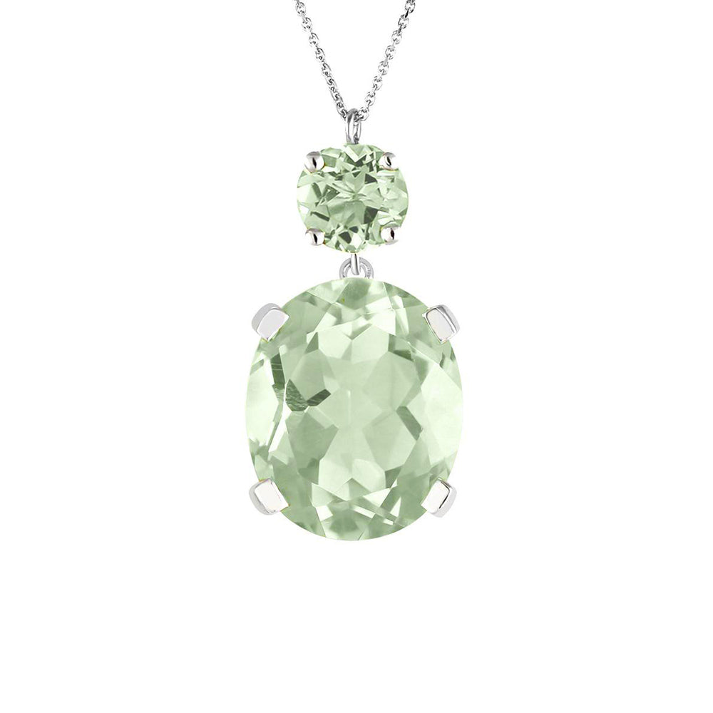 Sterling Silver or White Gold Green Amethyst Drop Necklace