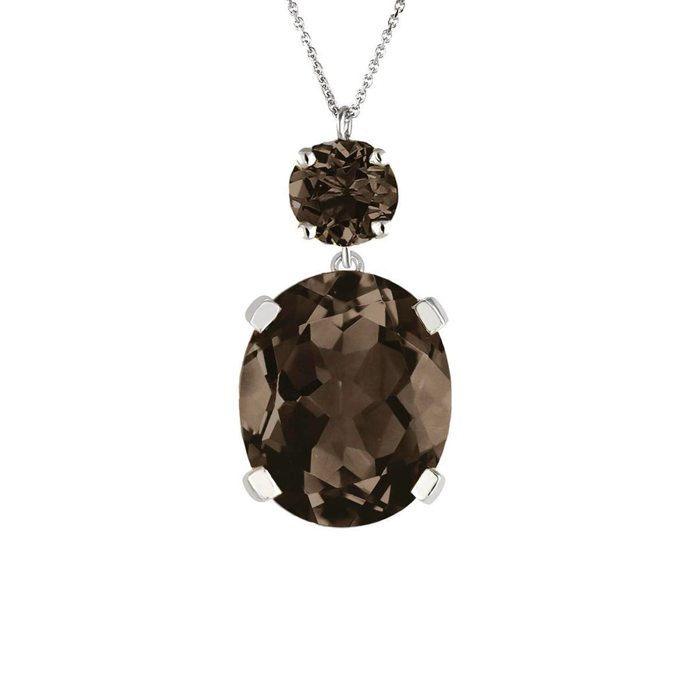 Sterling Silver or White Gold Smoky Quartz Drop Necklace