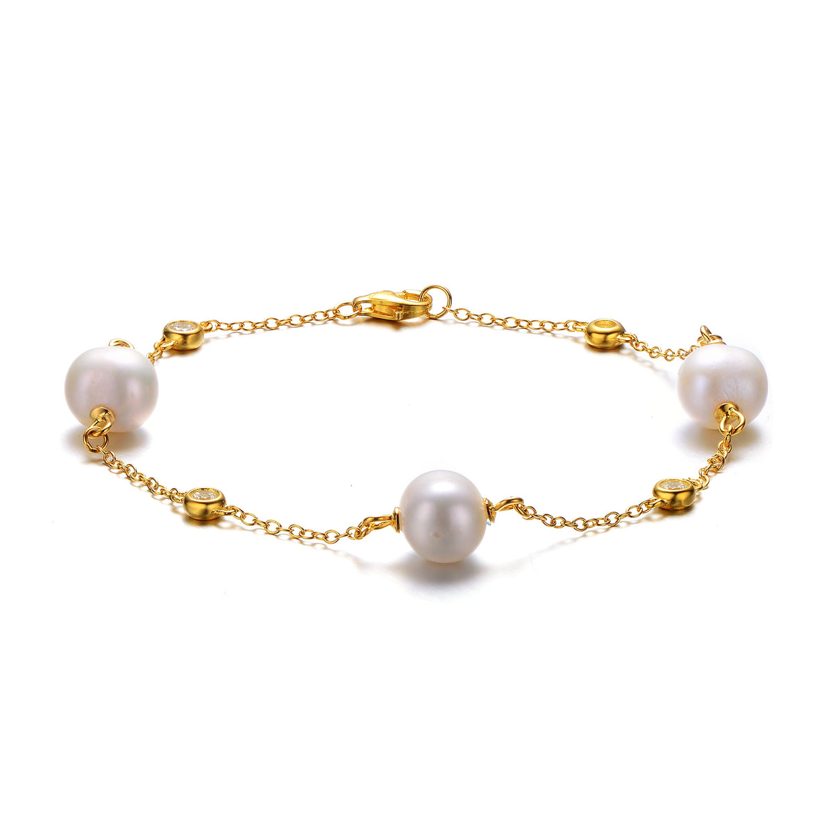 Danielle Statement Pearl Bezel Station Bracelet