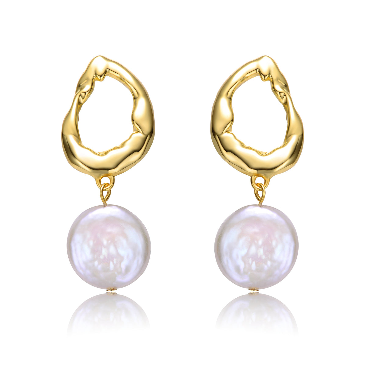 Brigitte Boho Golden Circle Pearl Earrings