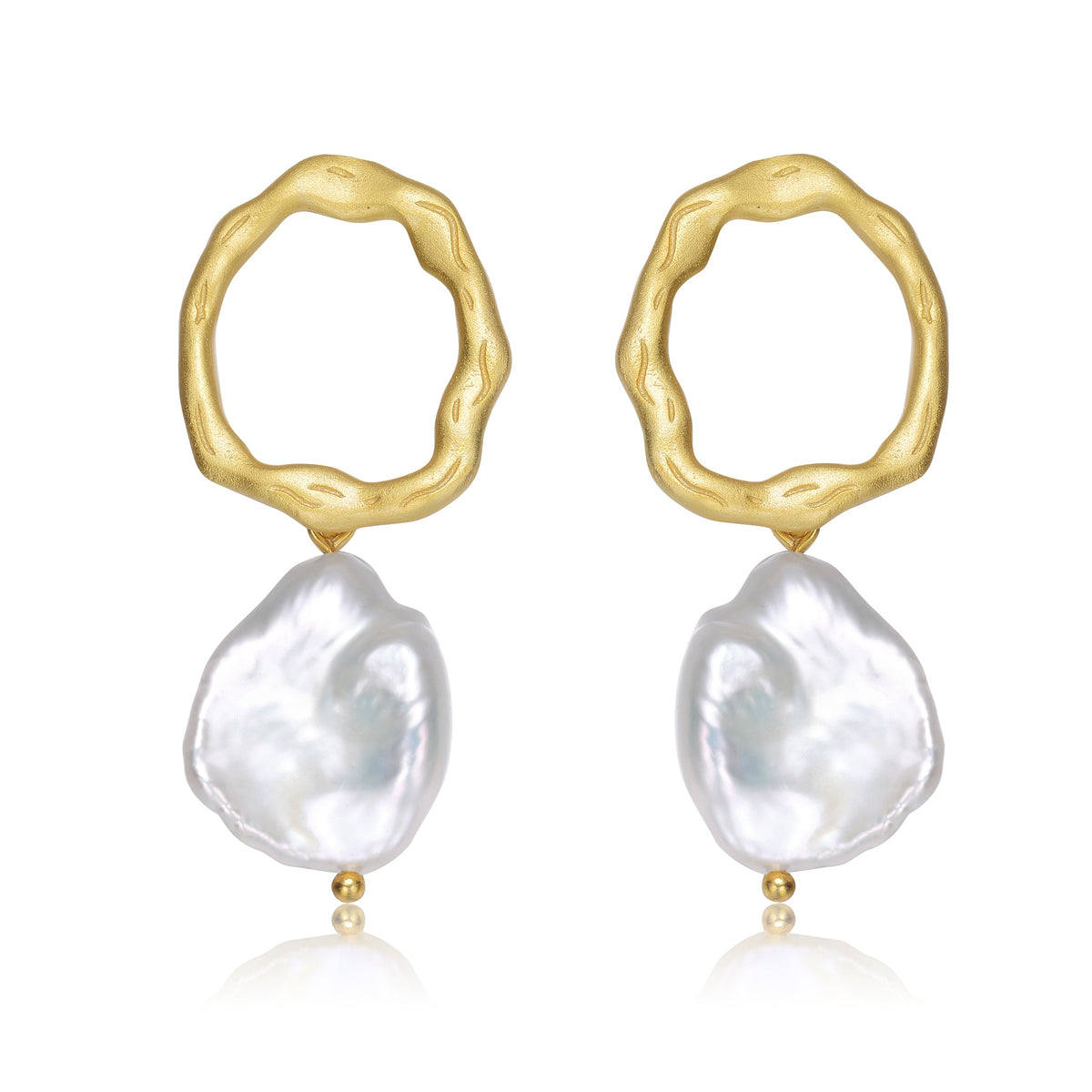 Brigitte Boho Golden Drop Round Earrings