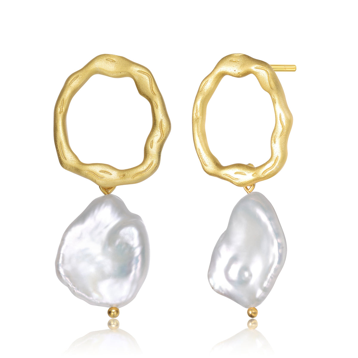 Brigitte Boho Golden Drop Round Earrings