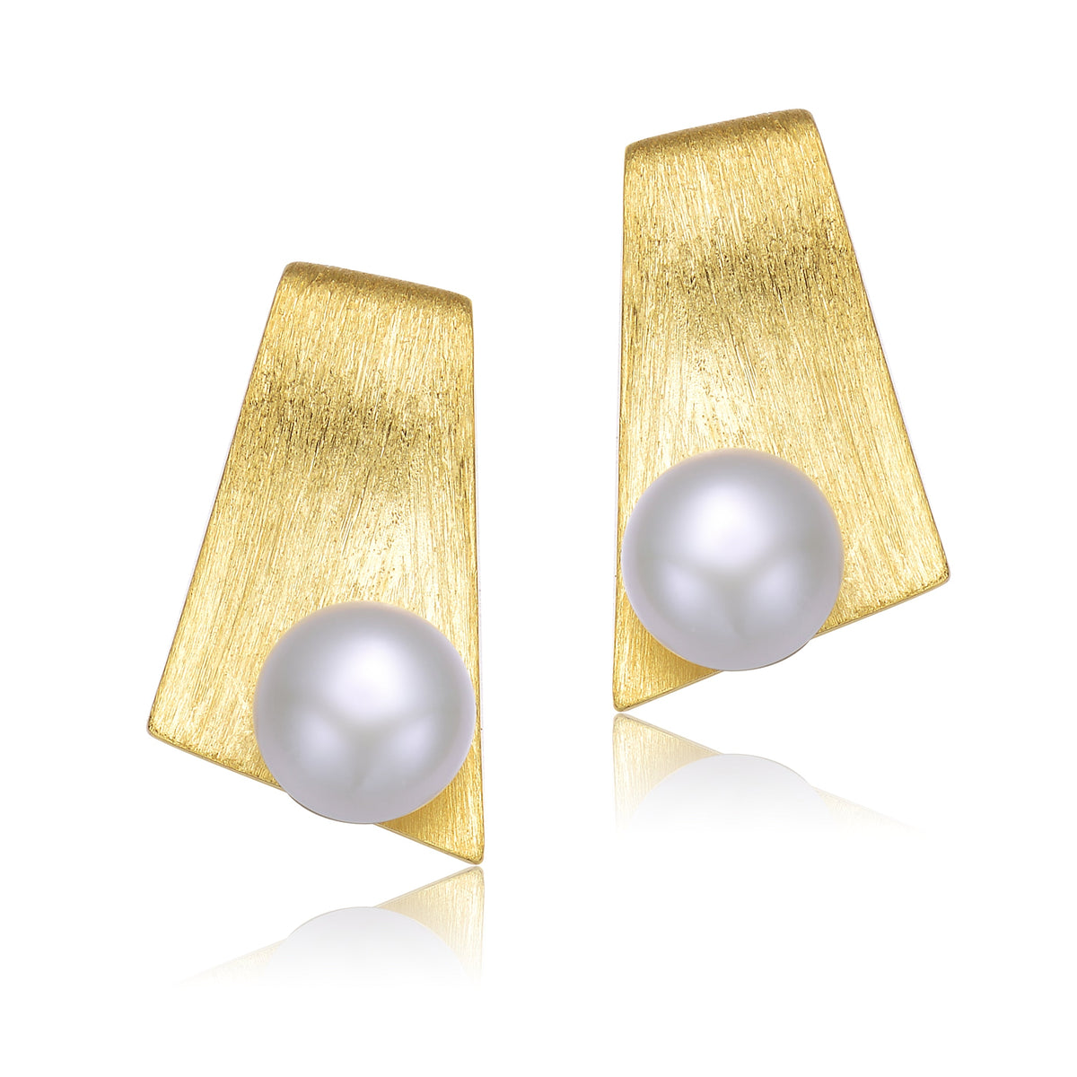 Brigitte Brushed Leaf Pearl Earrings