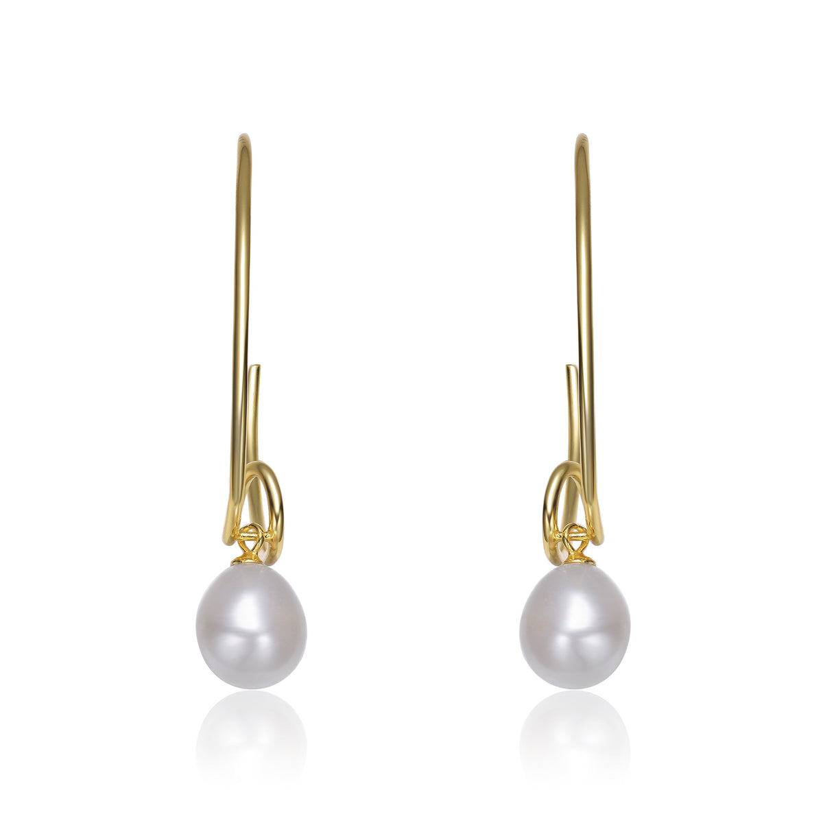 Cléo Thin Round Pearl Hoop Earrings