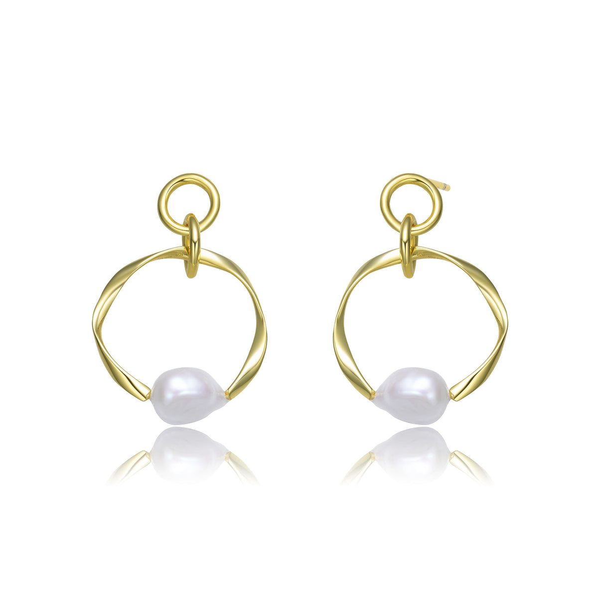 Brigitte Double Golden Ribbon Pearl Earrings