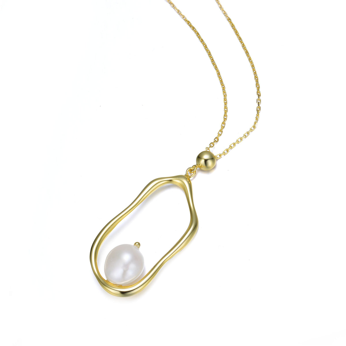 Brigitte Fluid Boho Golden Pearl Necklace