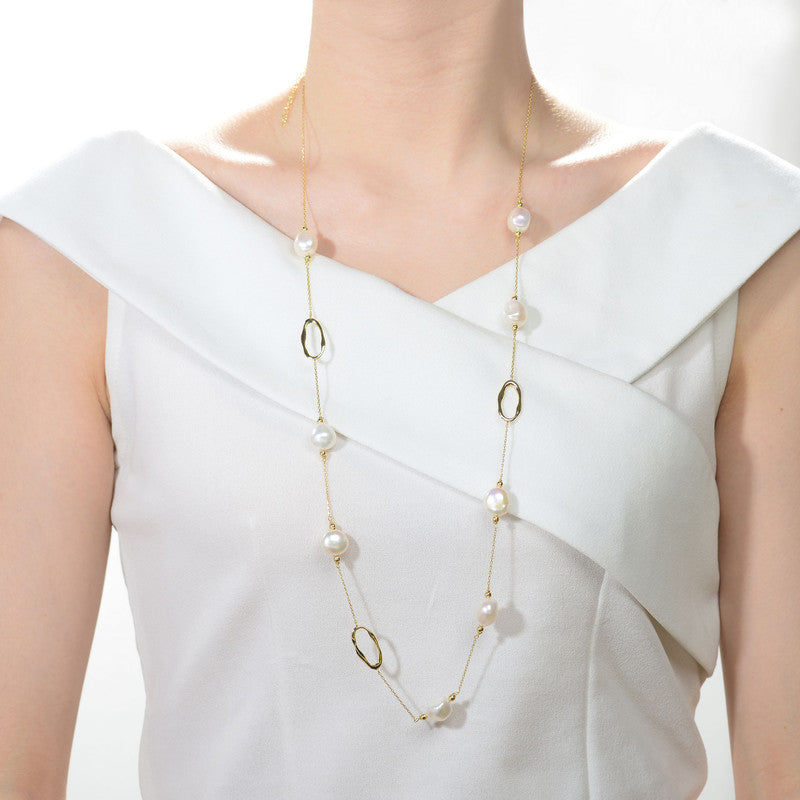 Brigitte Dainty Golden Pearl Necklace