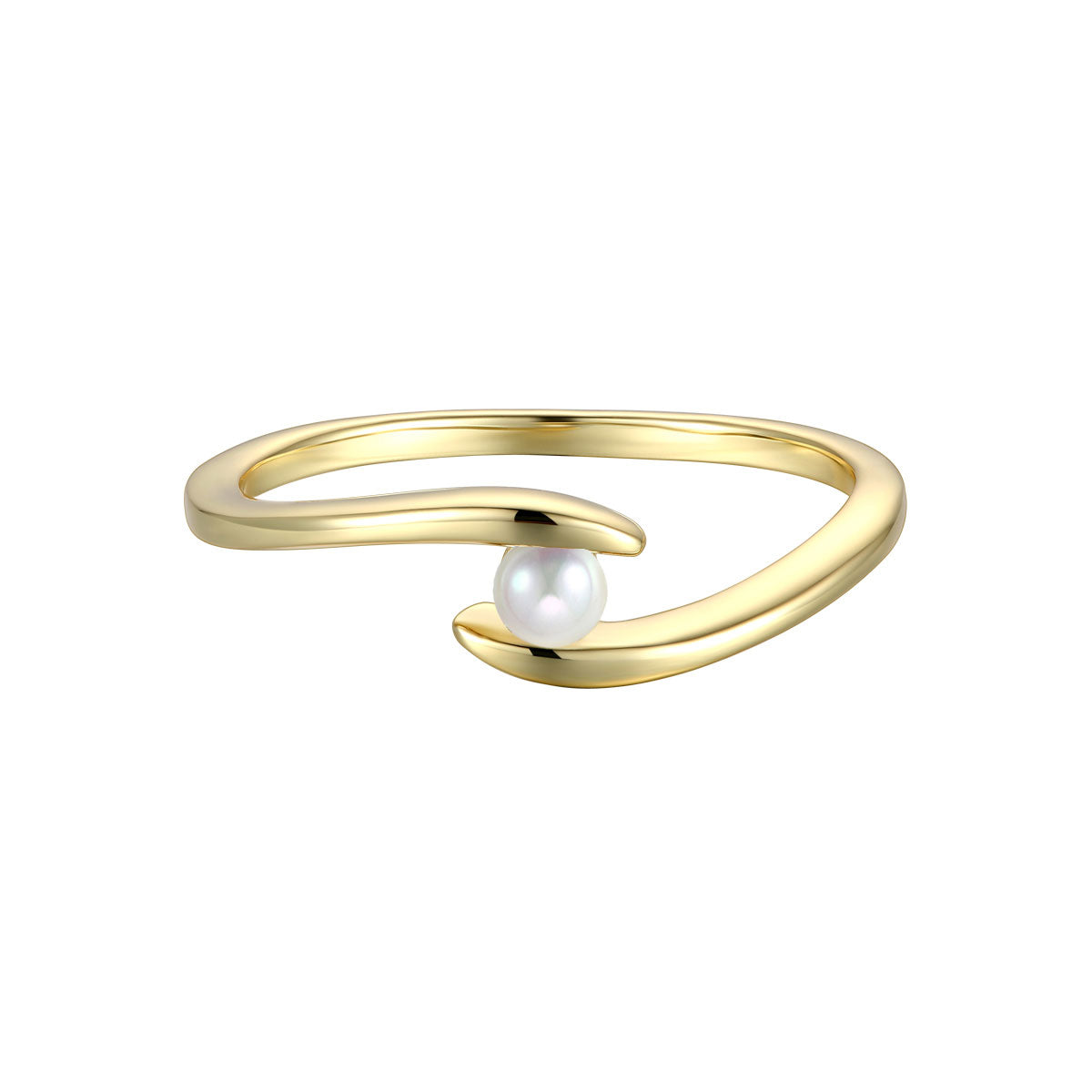 Marguerite Crossover Pearl Wave Stacking Ring