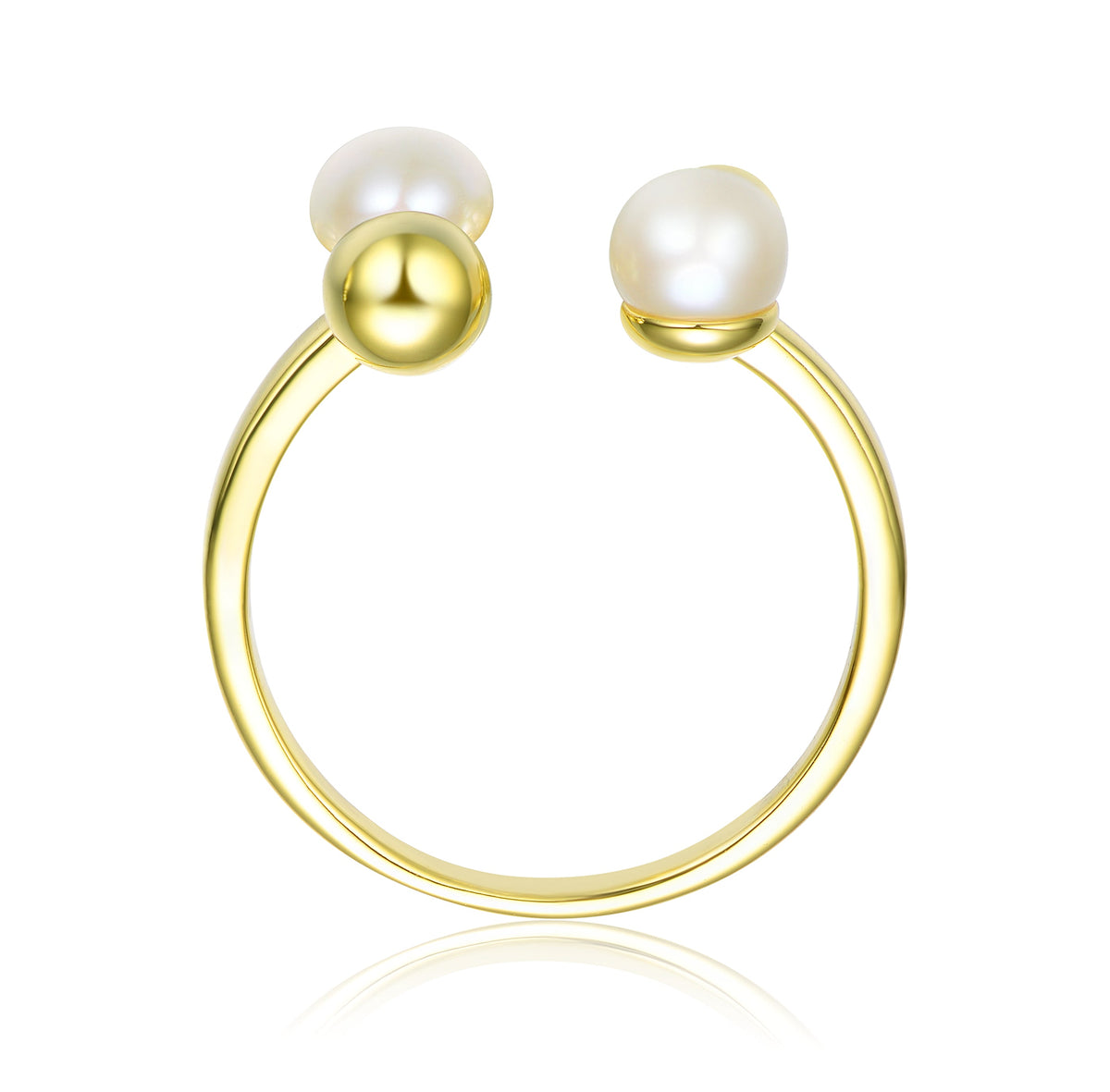 Delphine Golden Spheres Two Pearl Ring