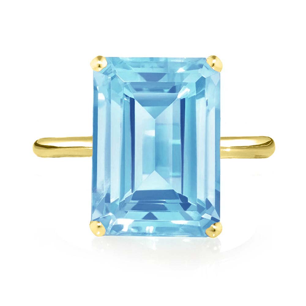 Yellow Gold Sky Blue Topaz Ring
