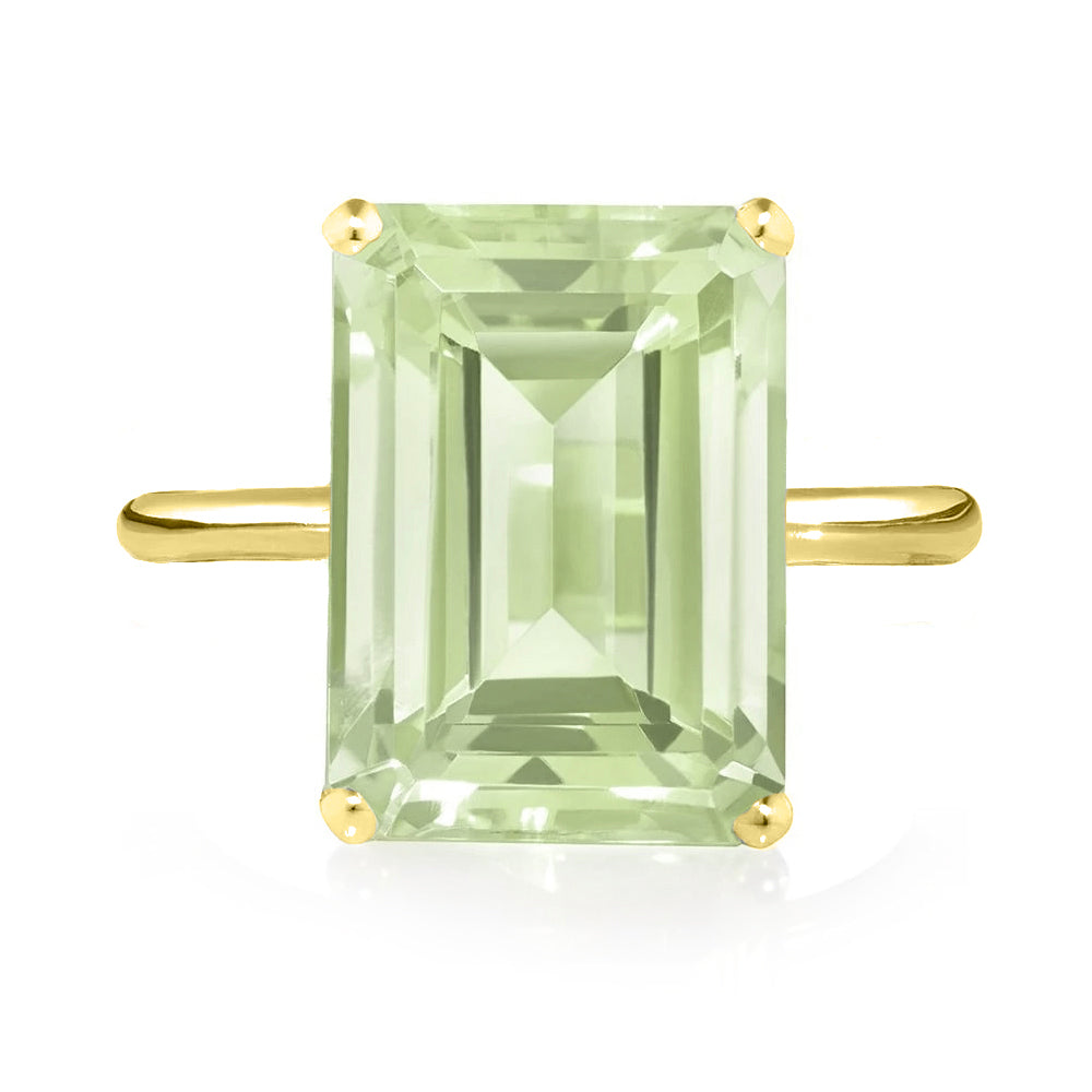 Yellow Gold Green Amethyst Ring