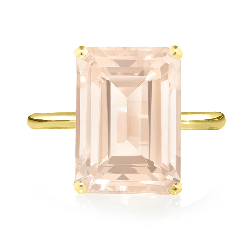 Yellow Gold Rose Quartz Ring