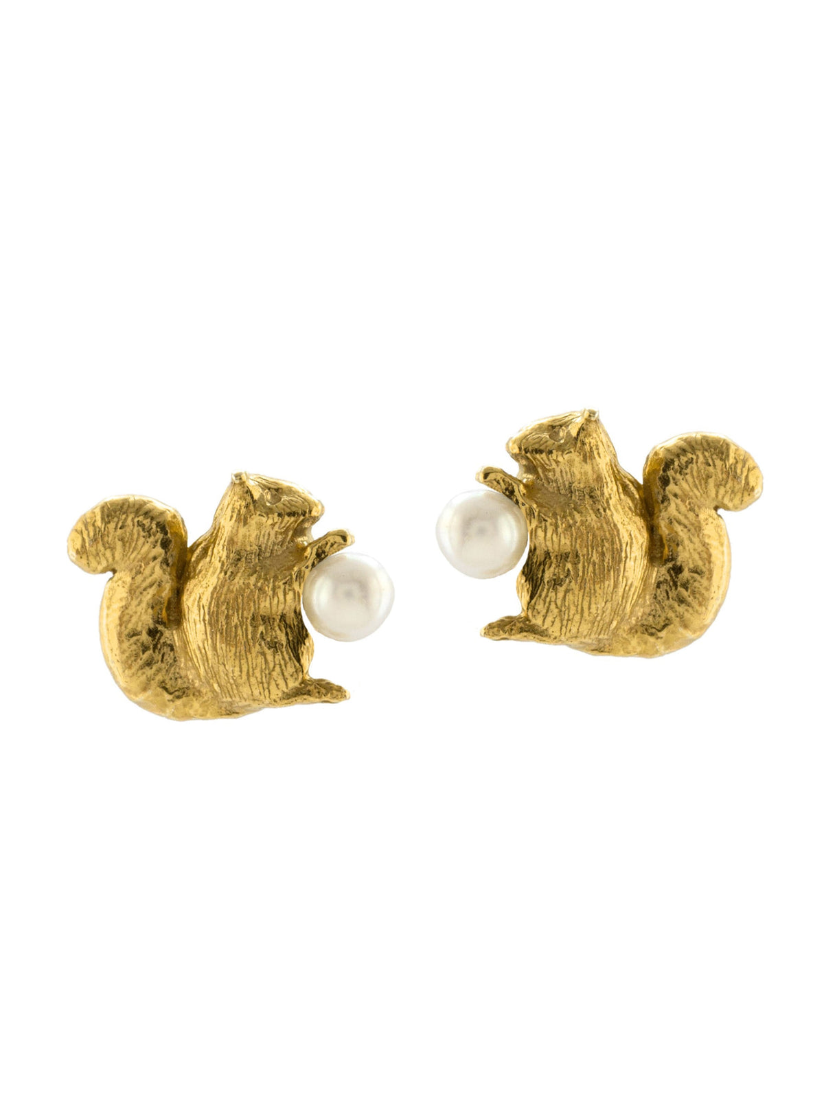 Squirrel & Pearl Stud Earrings