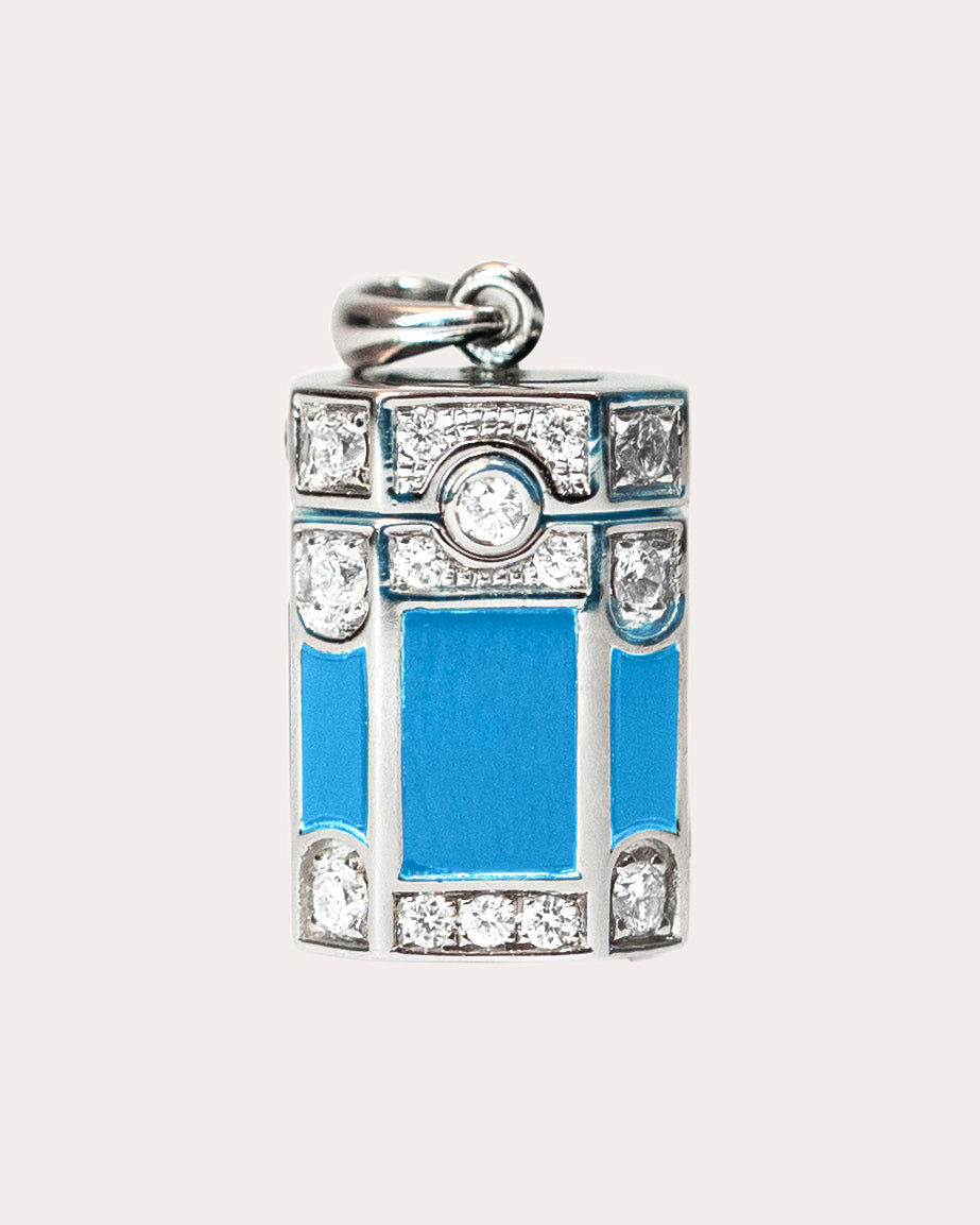 Wish Box Sterling Silver Enamel and Diamond Pendant Necklace