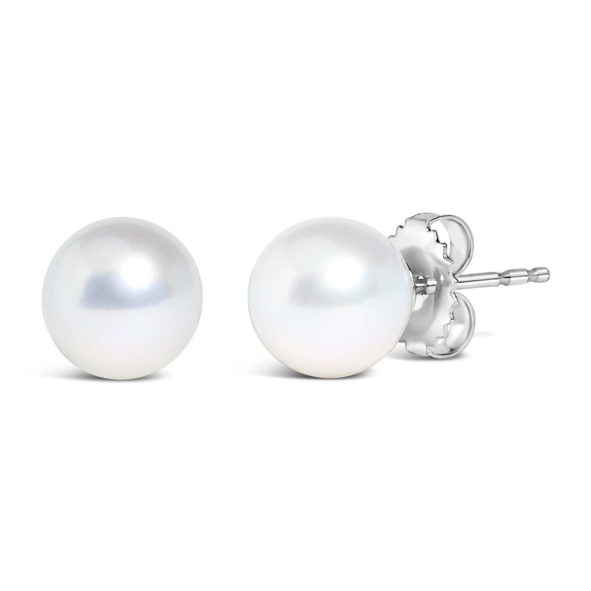.925 Sterling Silver 7-7.5MM Cultured Freshwater Pearl Solitaire Stud Earrings