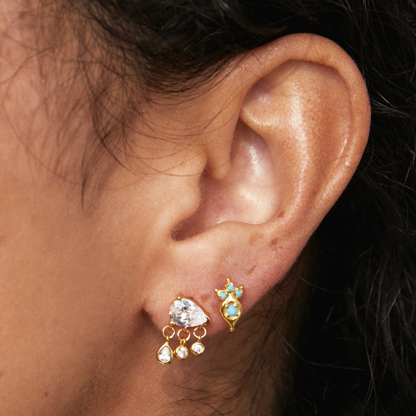 Grace Turquoise Studs Gold