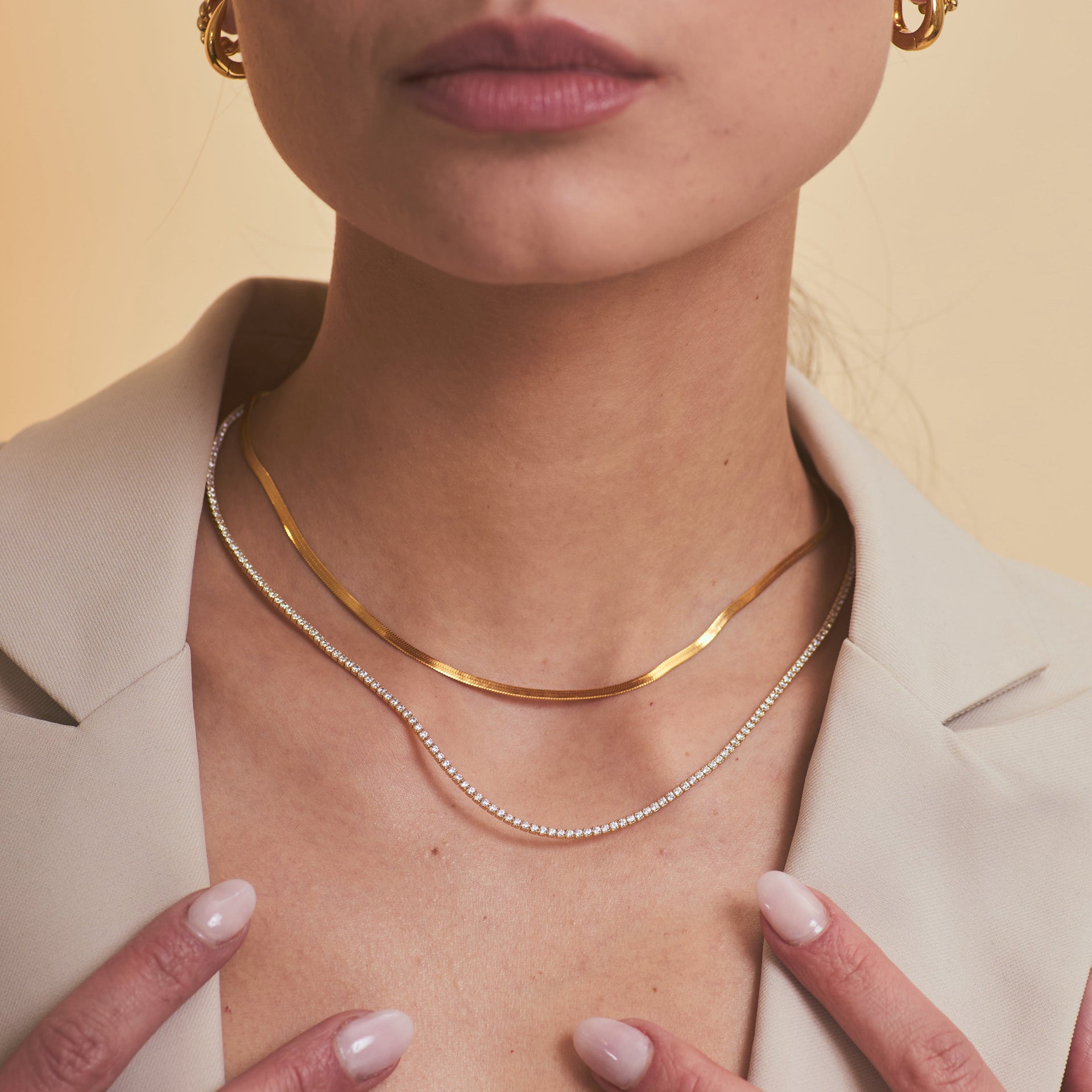 Isabella Herringbone Necklace Gold