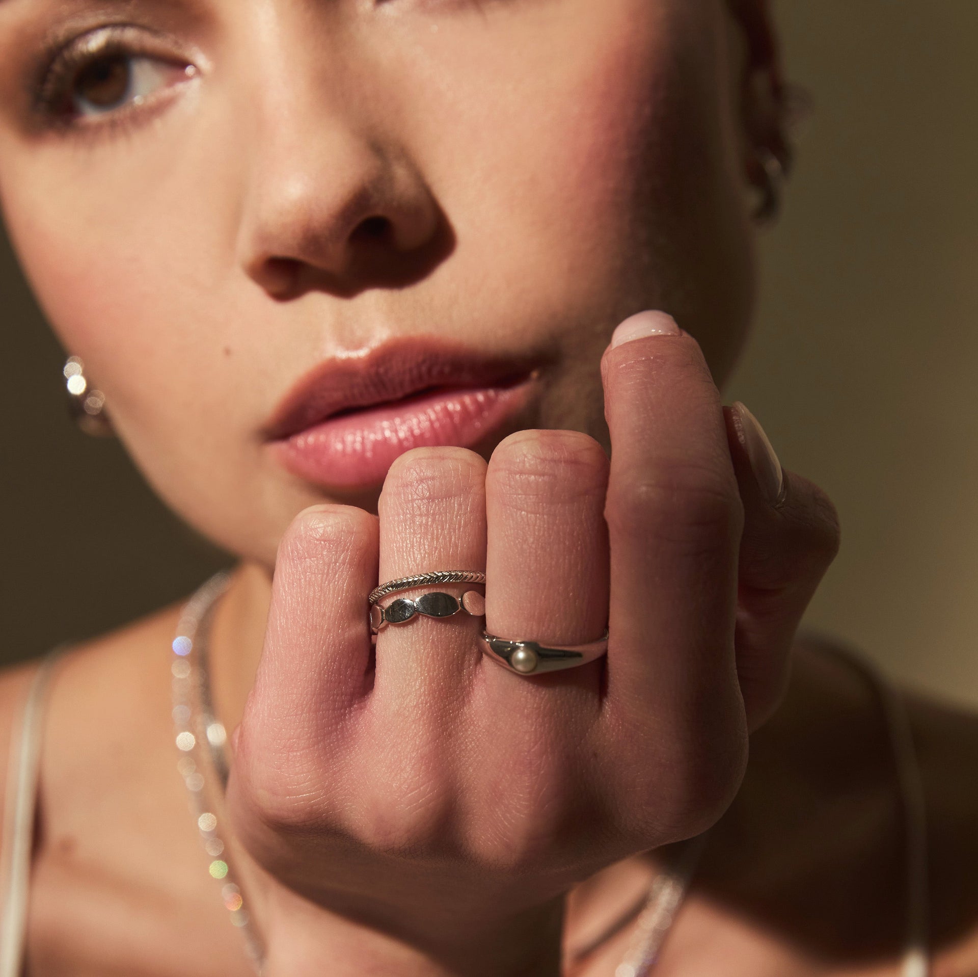 Pearl Signet Ring Silver
