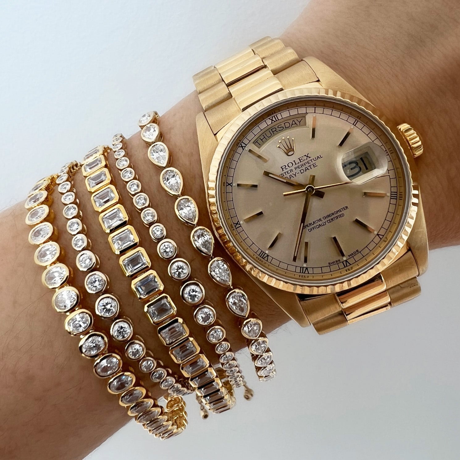 Bezel Emerald Cut Lab Diamond Tennis Bracelet