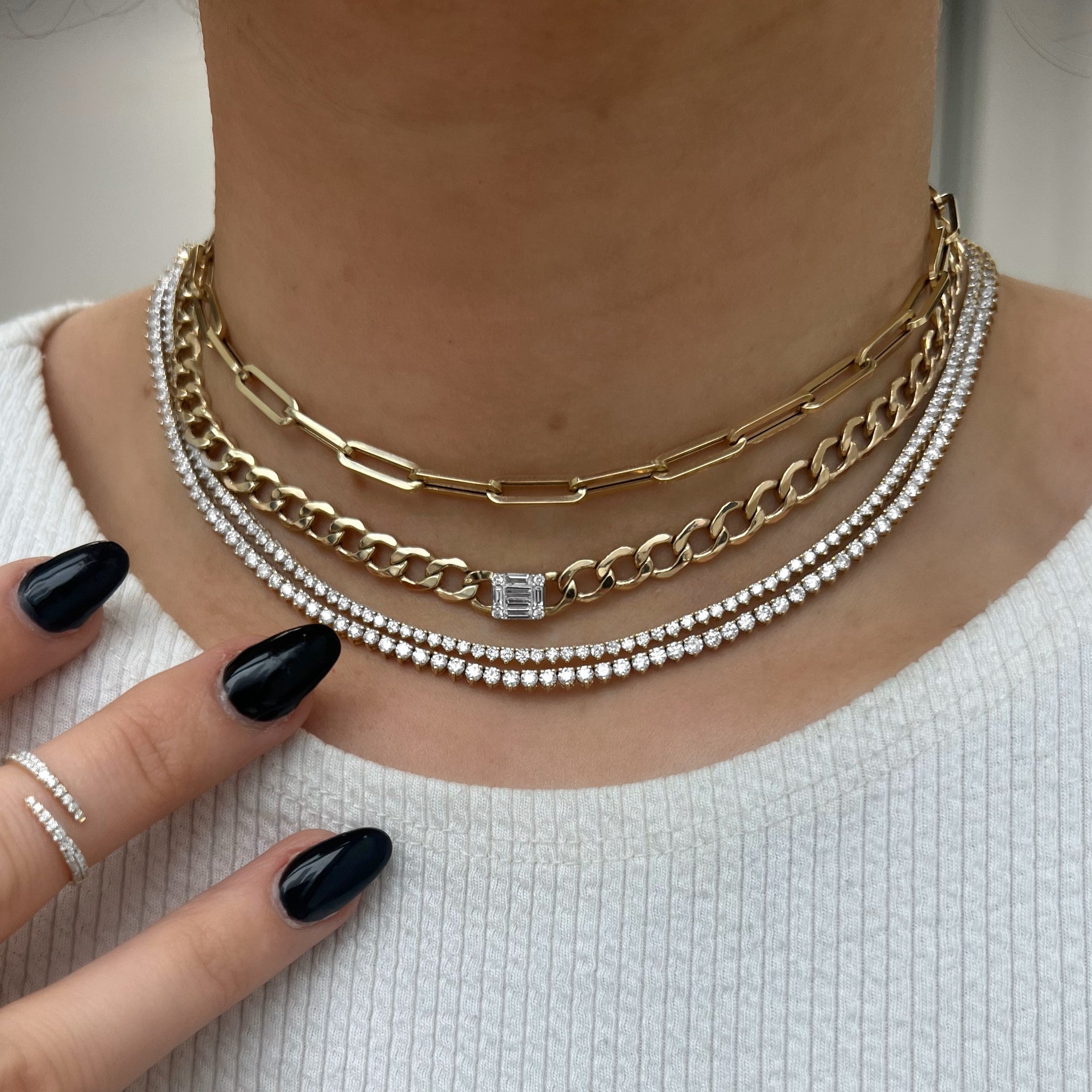 3-Prong Diamond Tennis Necklace
