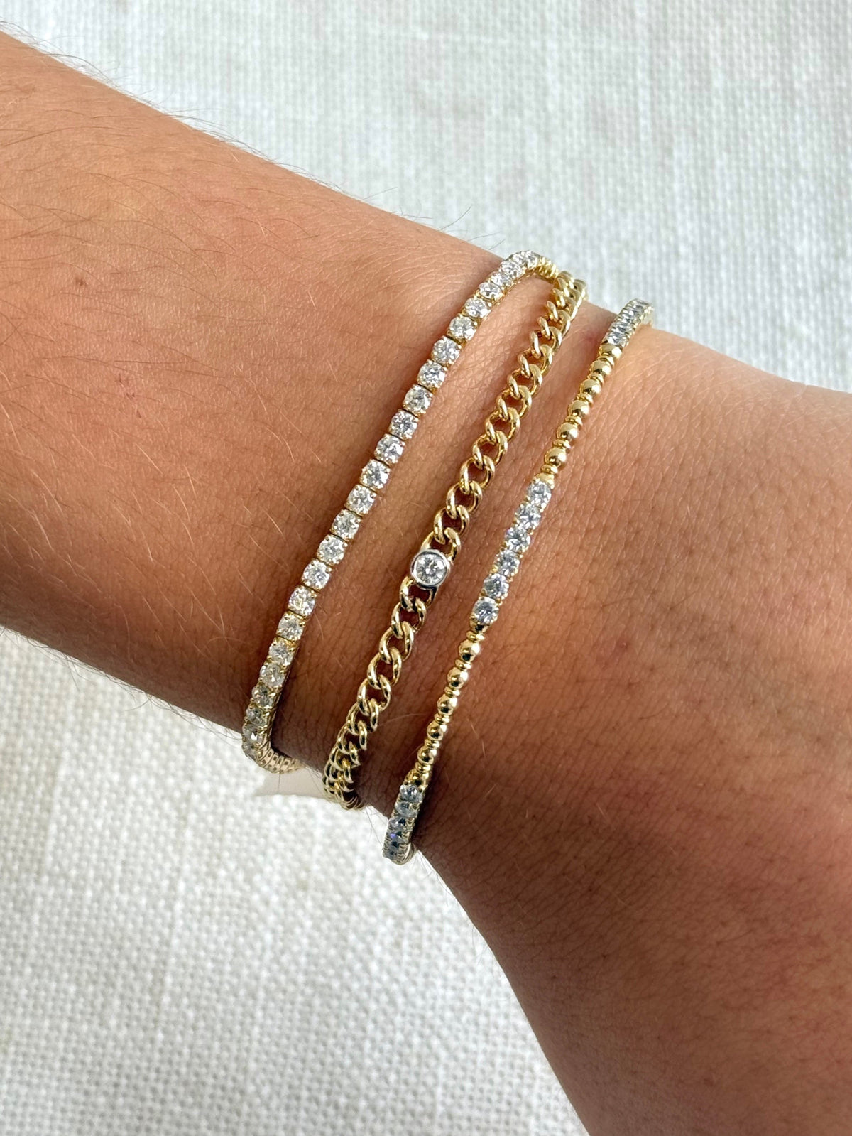 Gold Bezel Diamond Cuban Link Bracelet