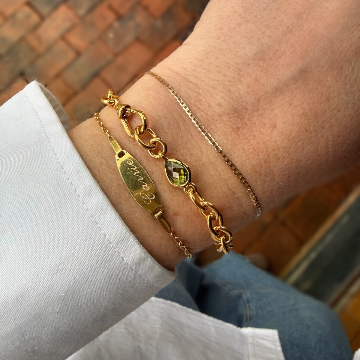 Gemstone Birthstone Albert Chain Bracelet