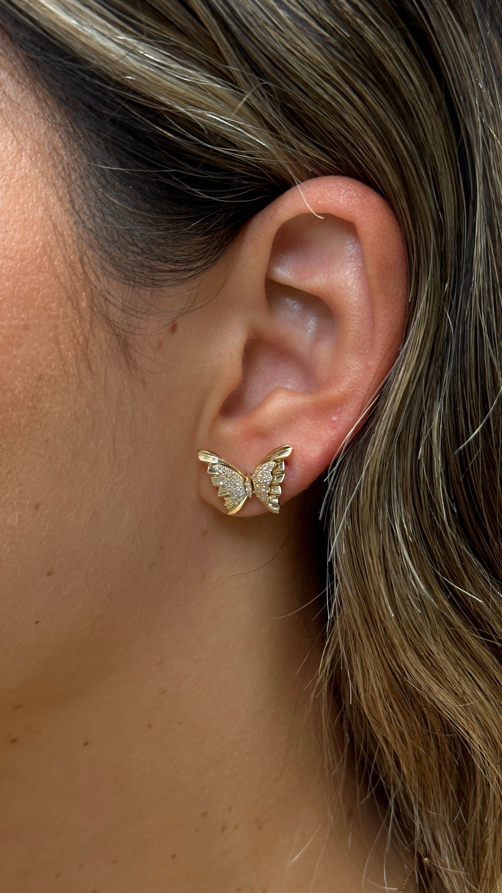 Gold Diamond Butterfly Earring
