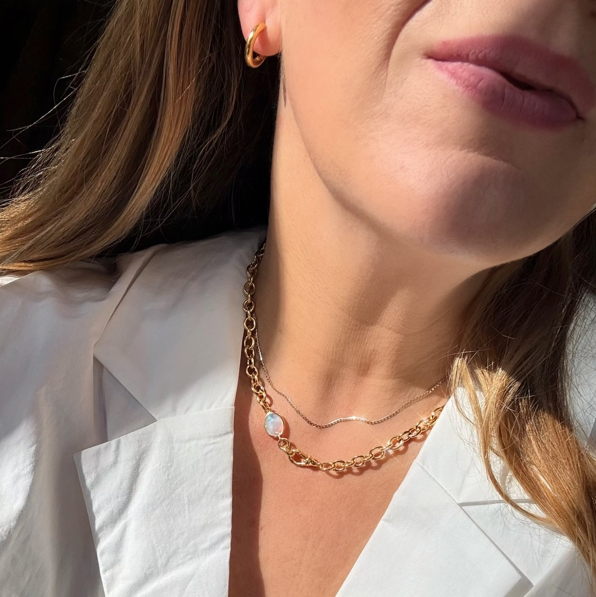 Luxe Opal Albert Chain Necklace