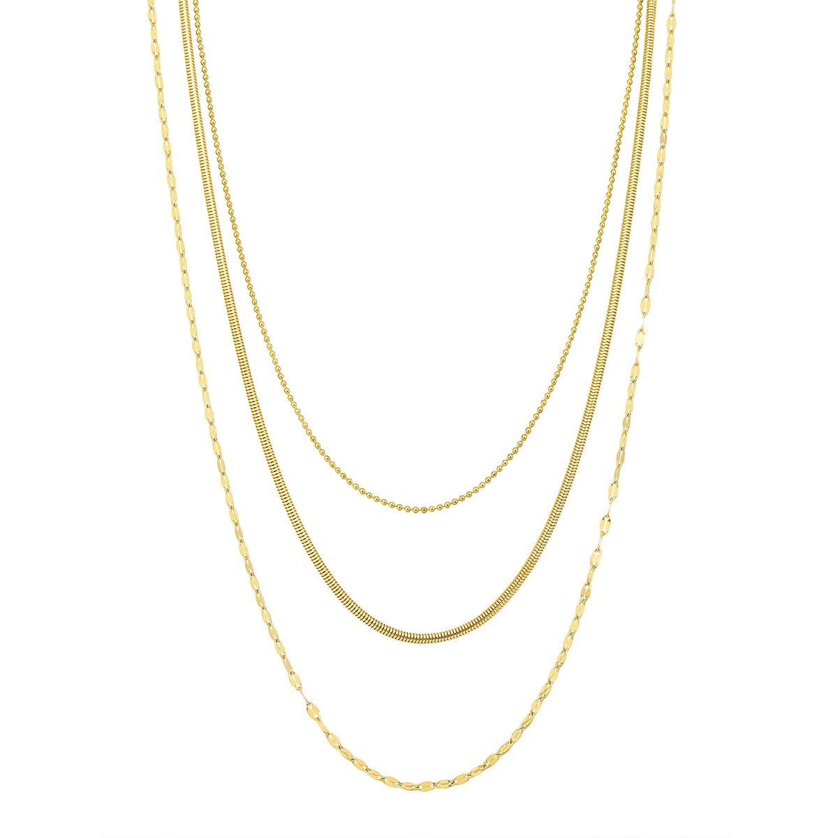 Fine Triple Layer Chain Necklace Waterproof