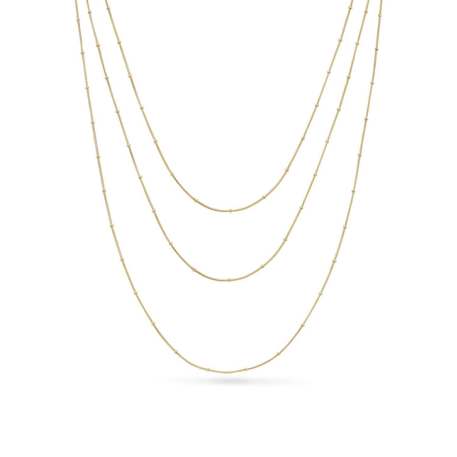 Fine Sphere Chain Layered Necklace Set (Gold)