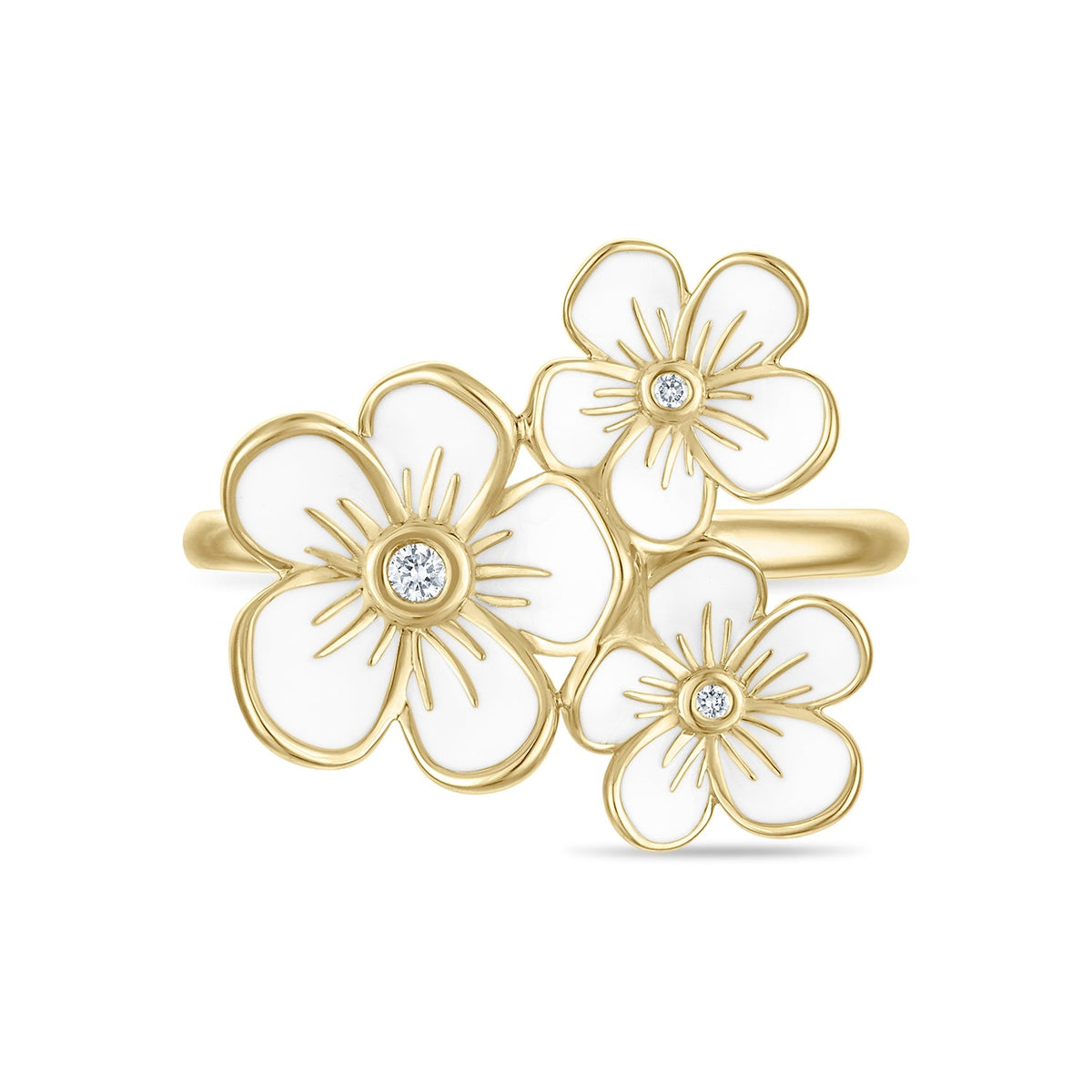 Triple Florette Cocktail Ring in White