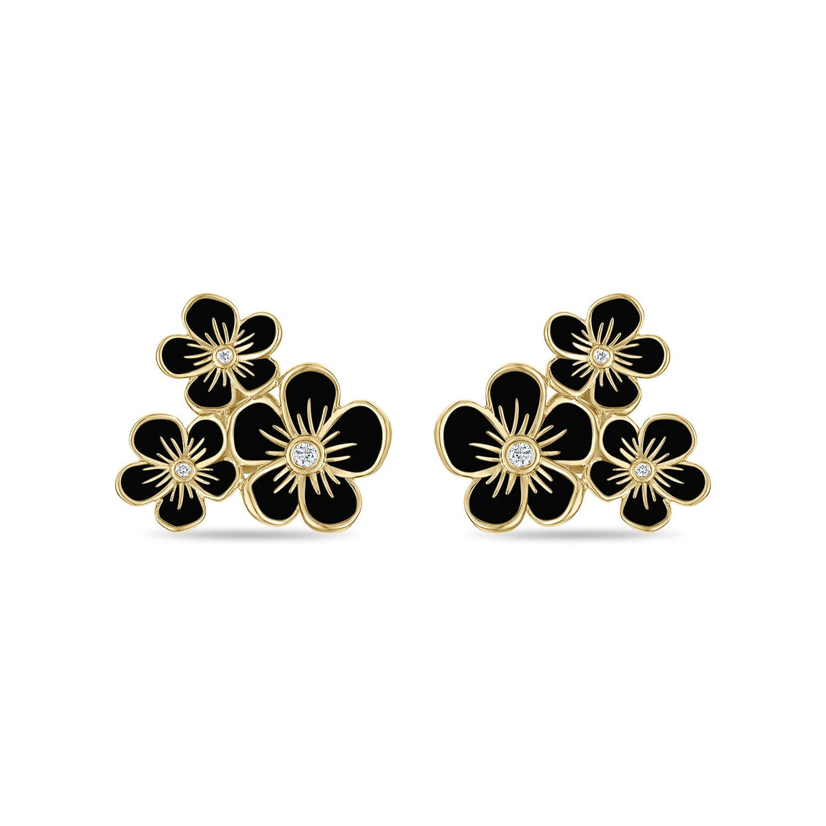 Triple Florette Studs in Black
