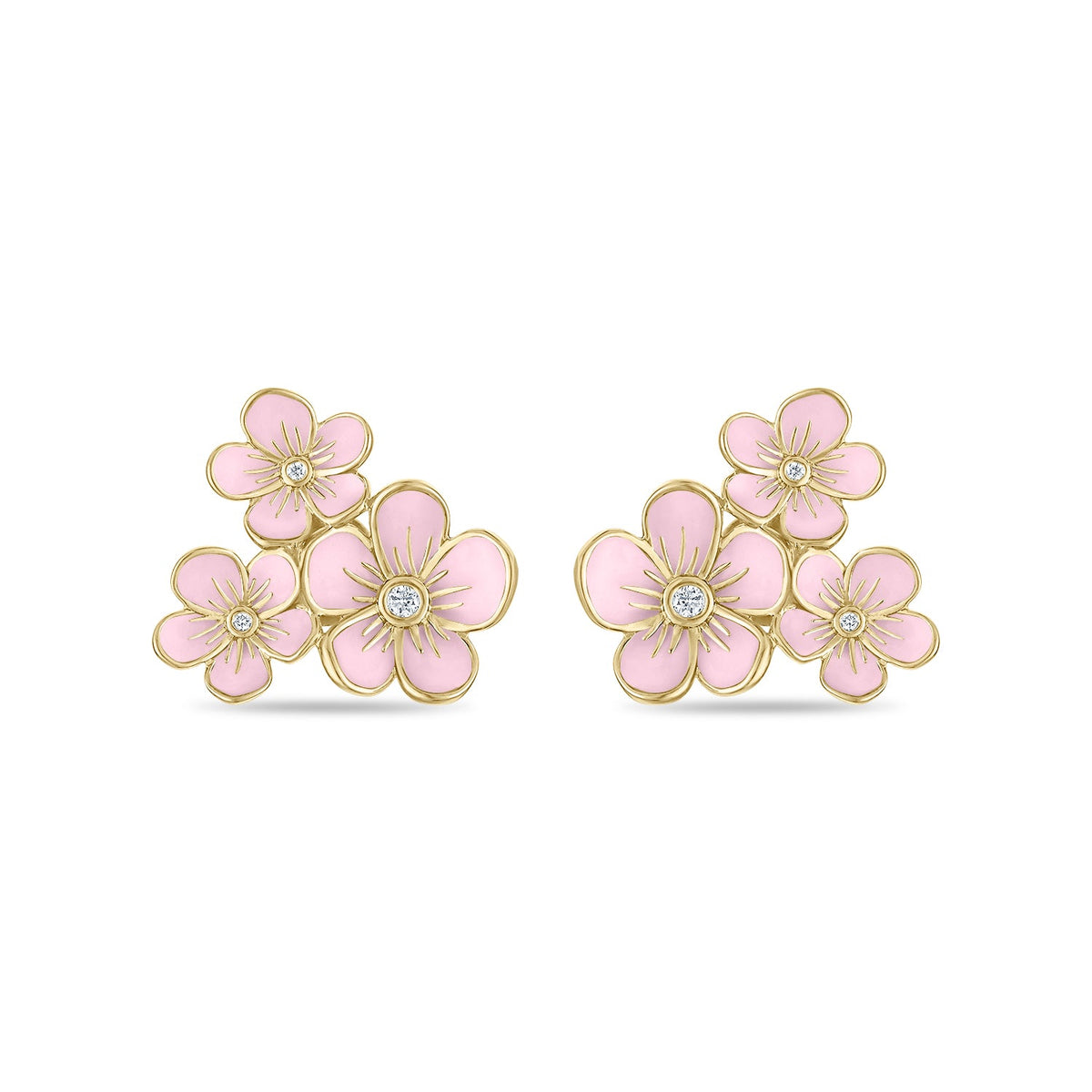Triple Florette Studs in Baby Pink
