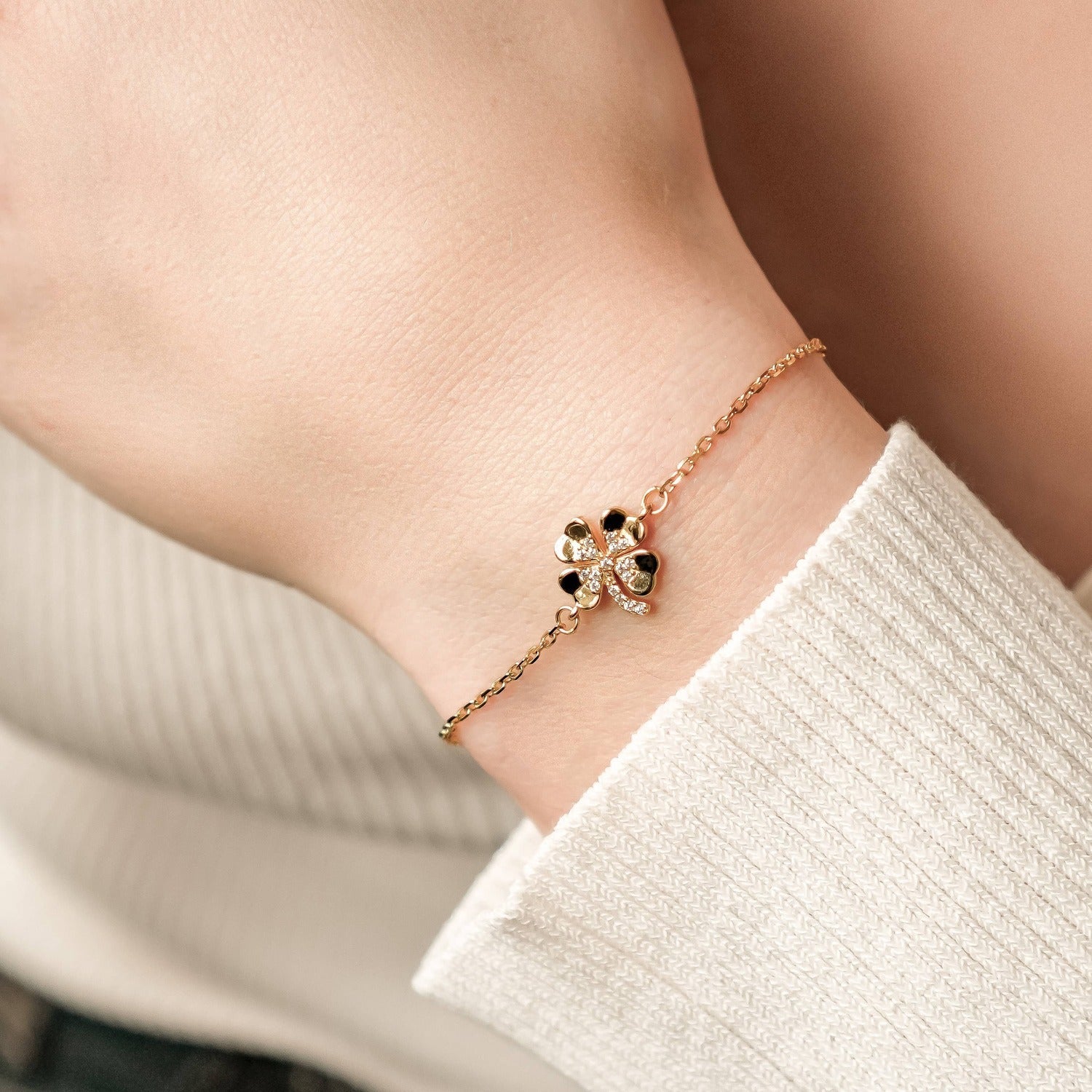 Four Leaf Clover Bracelet Sterling Silver