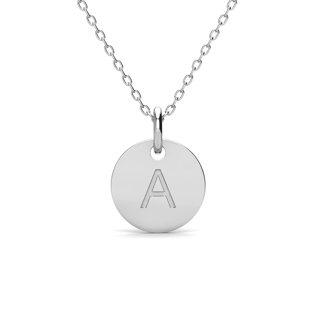 Summer Collection 18k White Gold Plated Engraved Initial Letter Pendant Necklace