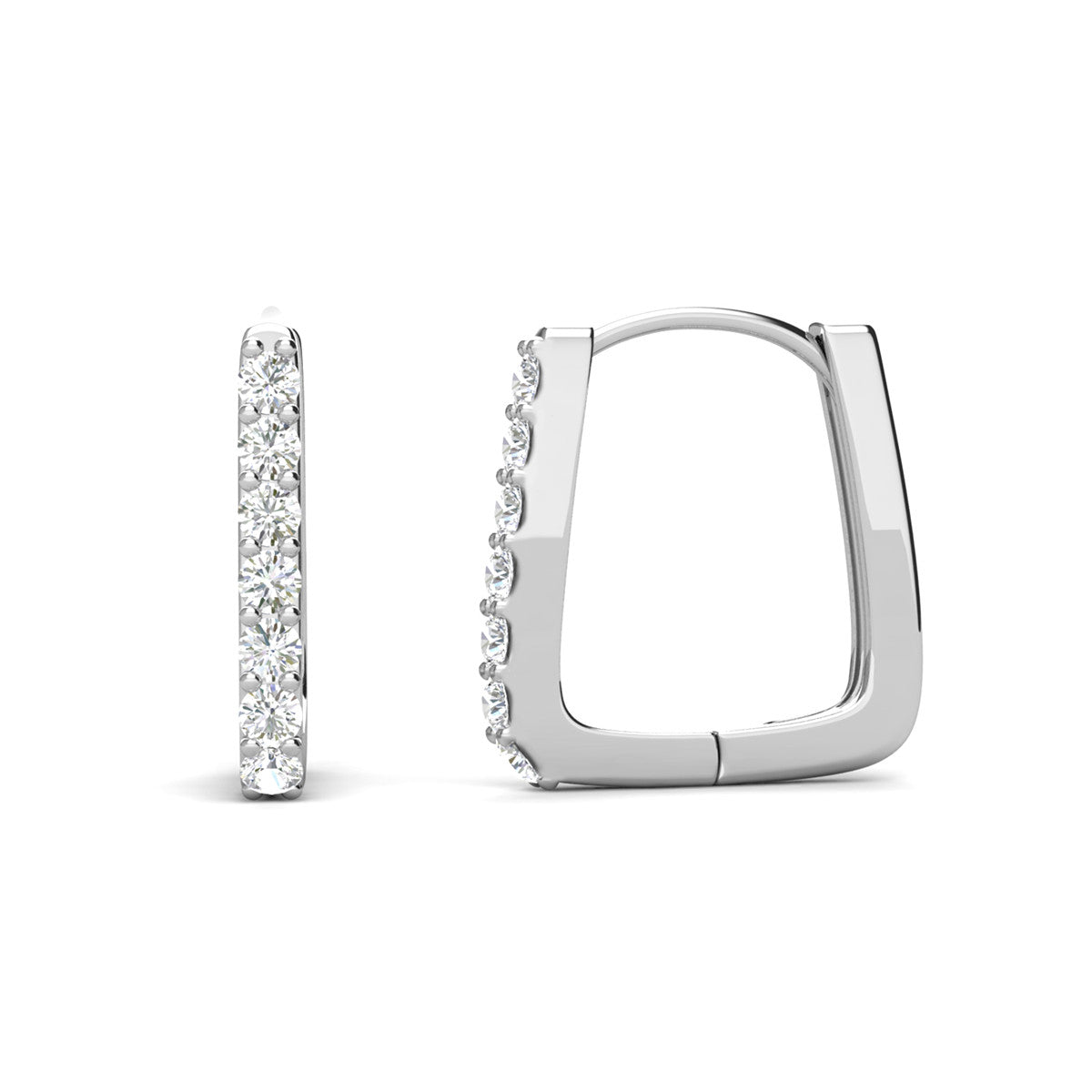 Phoebe 18k White Gold Plated 14mm Hoop Earrings with Swarovski Crystals