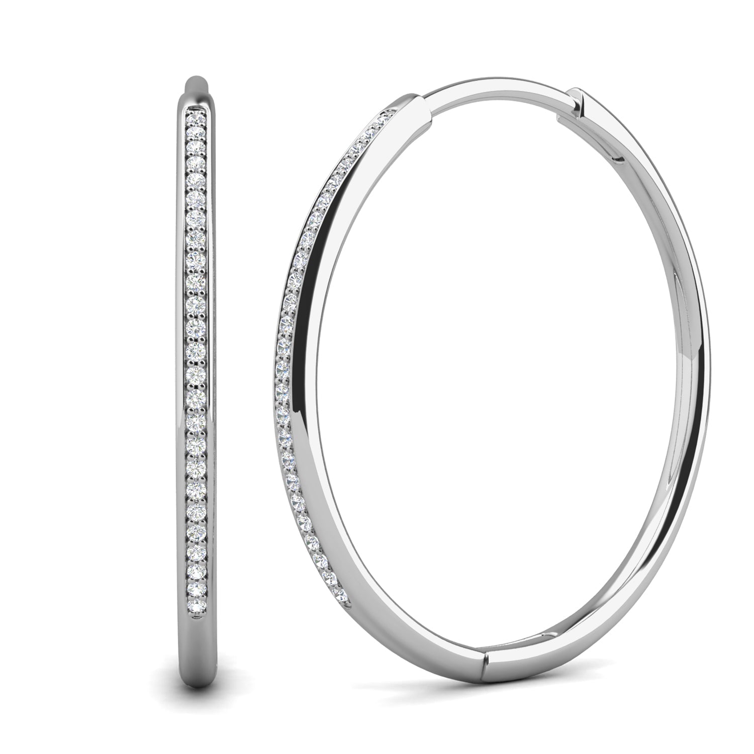 Leslie 18k White Gold Plated 10mm/40mm Hoop Earrings with Swarovski Crystals