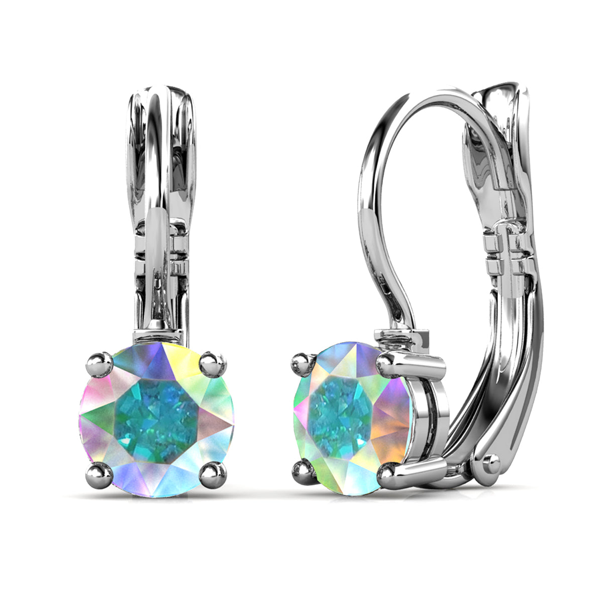 Lyric 18k White Gold Plated Drop Earrings with Swarovski Crystals