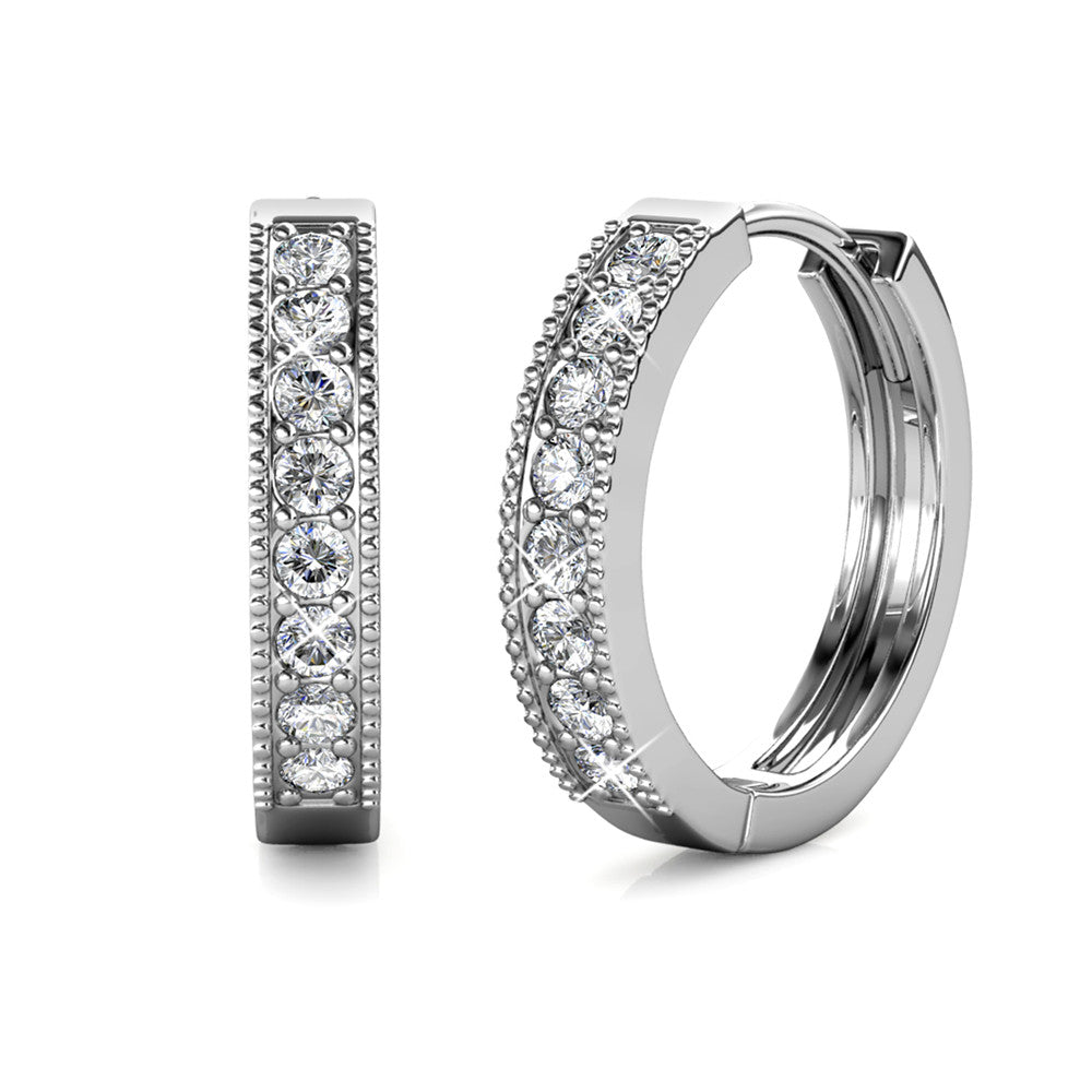 Lydia 18k White Gold Plated 16mm Hoop Earrings with Swarovski Crystals