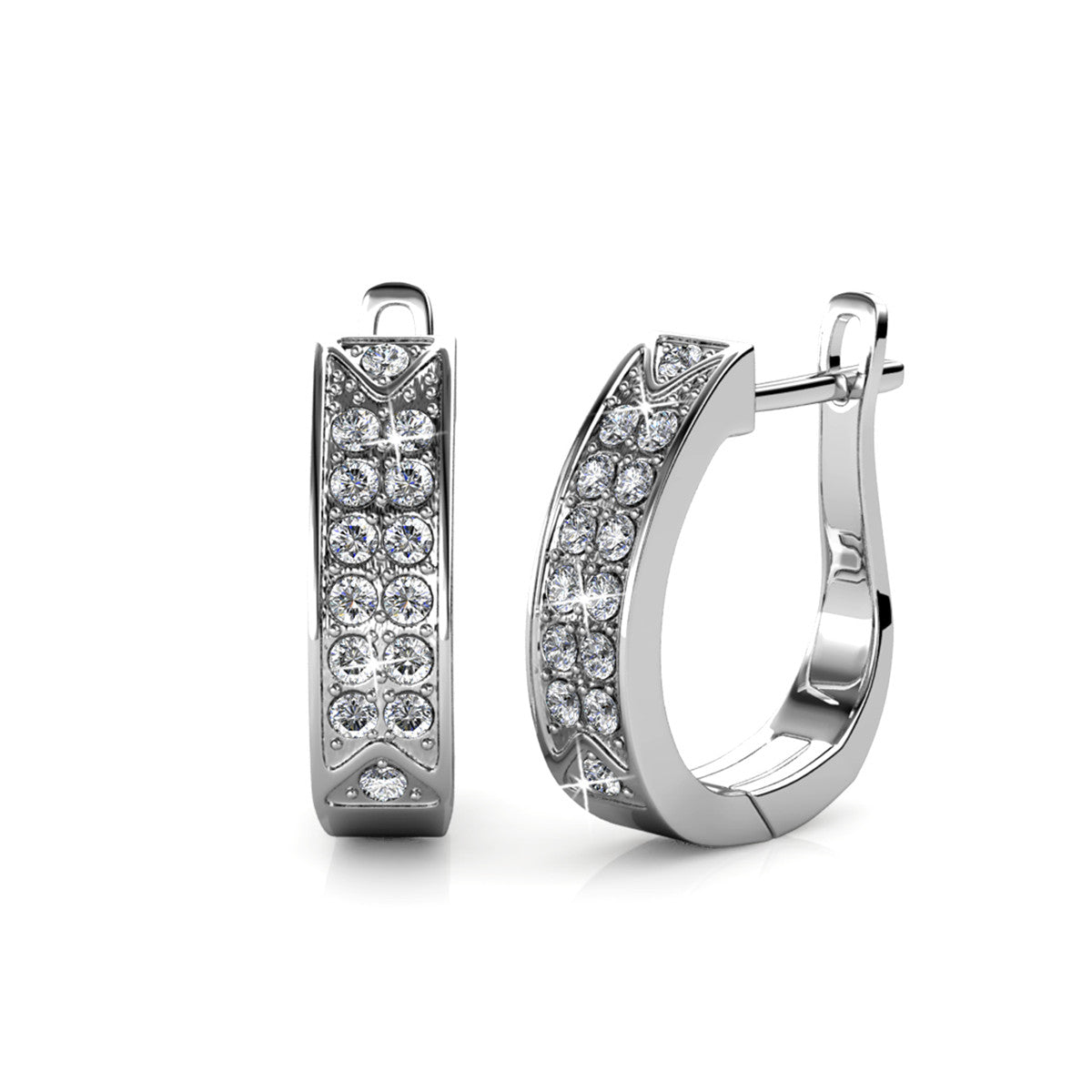 Sawyer 18k White Gold Plated 16mm Crystal Hoop Earrings with Swarovski Crystals