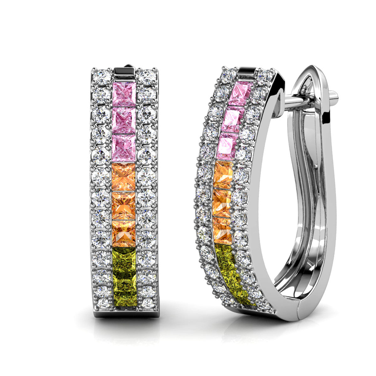 Rachel 18k White Gold Plated 19mm Hoop Earrings with Swarovski Crystals