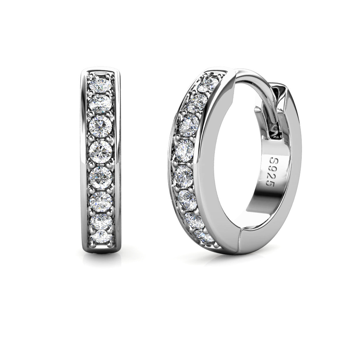 Skye 18k White Gold Plated 12mm Crystal Hoop Earrings with Swarovski Crystals