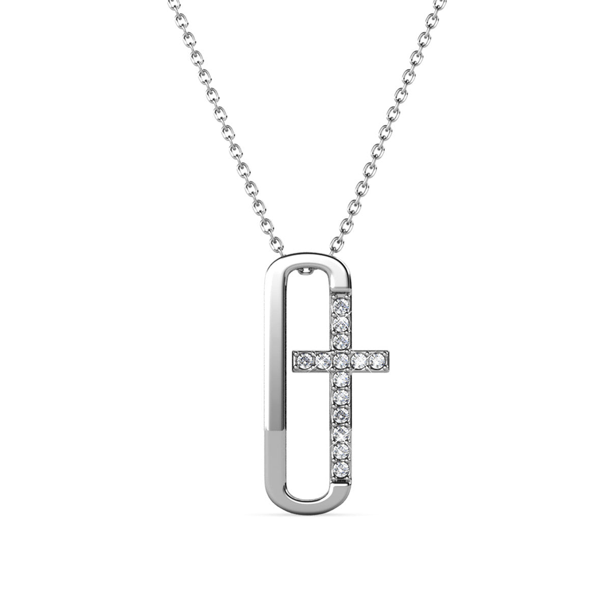 Lona 18k White Gold Plated Silver Cross Necklace with Swarovski Crystals