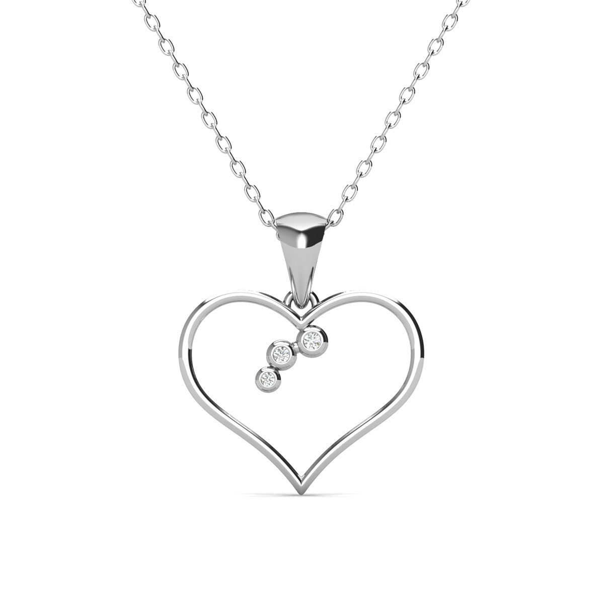 Valentina 18k White Gold Plated Silver Heart Necklace with Swarovski Crystals