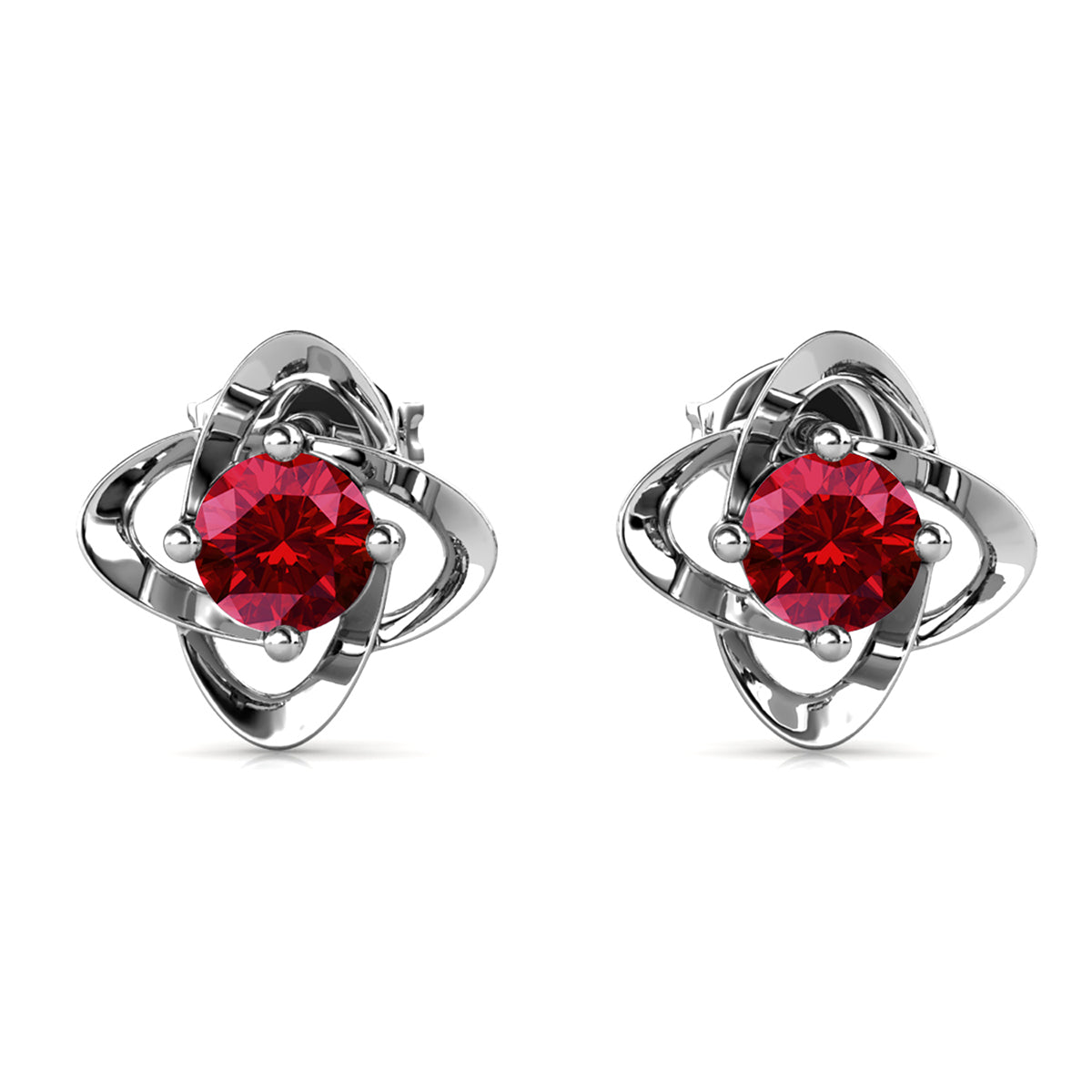 Infinity January Birthstone Garnet Earrings 18k White Gold Plated Silver Birthstone Earrings with Swarovski Crystal