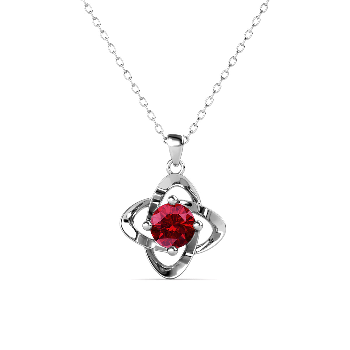 Infinity January Birthstone Garnet Necklace 18k White Gold Plated Silver Birthstone Necklace with Swarovski Crystal